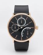 Asos Watch With Rose Gold Case - Black