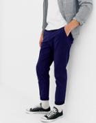 Asos Design Tapered Chinos In Deep Blue - Blue