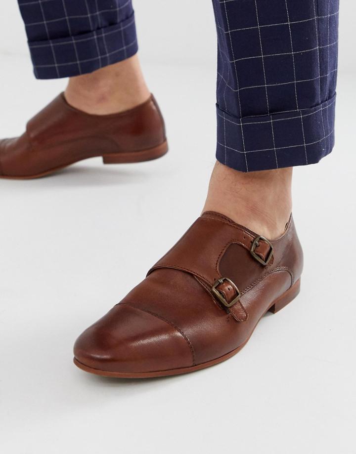 Walk London Monk Shoes In Tan Leather - Tan