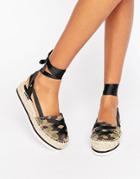 Asos July Tie Leg Espadrilles - Green