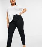 Missguided Plus Riot Jean With Distressed Hem In Black