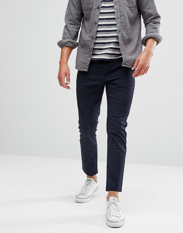 Asos Design Skinny Cropped Chinos In Navy