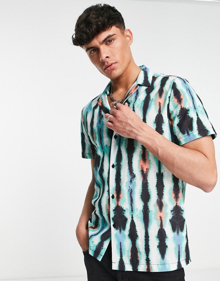 Topman Revere Blurred Stripe Shirt In White