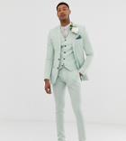 Asos Design Tall Wedding Super Skinny Suit Pants In Green Cross Hatch