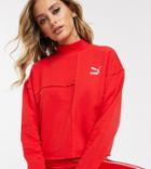 Puma Raw Edge Sweatshirt In Red Exclusive To Asos