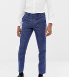 Heart & Dagger Skinny Fit Suit Pants In Blue Dogstooth - Blue