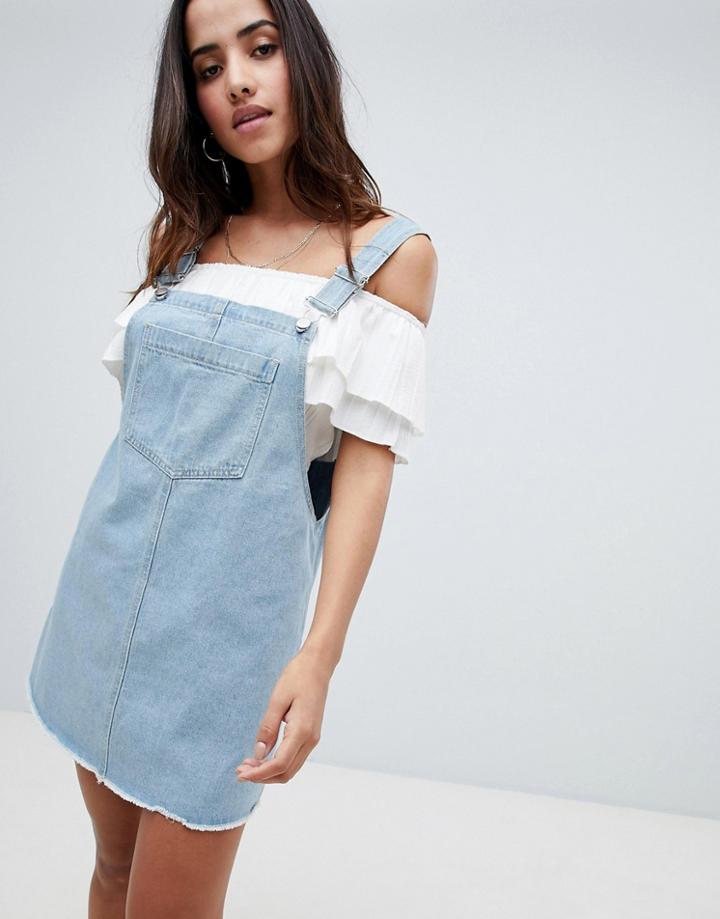 Boohoo Denim Overall Dress - Blue