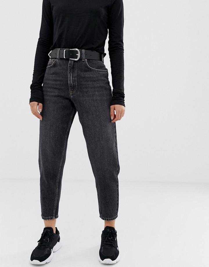 Asos Design Premium Balloon Leg Boyfriend Jeans In Washed Black - Black