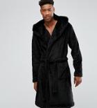 Asos Tall Fleece Hooded Robe - Black