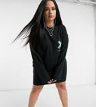 Collusion Plus Exclusive Long Sleeve Branded T-shirt Dress-black