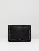 Asos Leather Chain Front Clutch Bag - Black