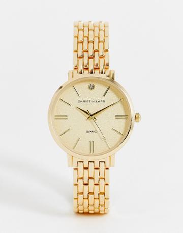 Christian Lars Chunky Link Bracelet Watch In Gold
