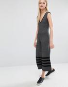 Native Youth Wide Leg Knitted Jumpsuit - Gray