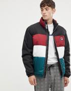 Fila White Line Ledger Puffer Jacket With Sleeve Stripe In Red - Red