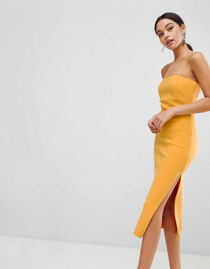 Bec & Bridge Strappy Bodycon Midi Dress - Yellow