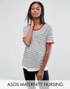 Asos Maternity Nursing Top In Stripe With Tipping - Multi