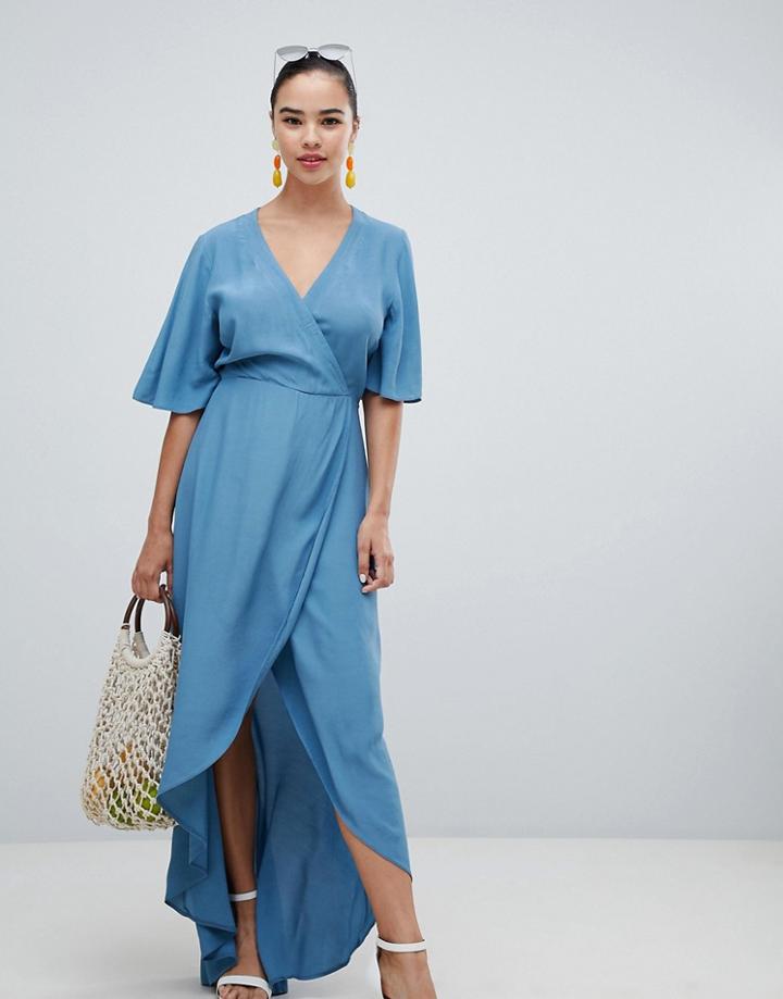 New Look Wrap Asymmetric Dress - Blue