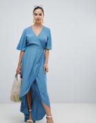 New Look Wrap Asymmetric Dress - Blue