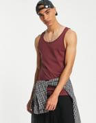 Asos Design Organic Muscle Fit Tank Top In Burgundy-red