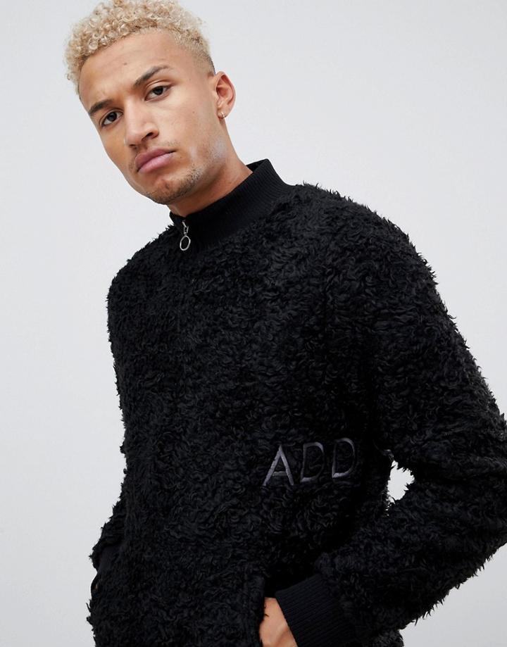 Night Addict Half Zip Borg Sweater - Black