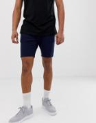 Asos Design Jersey Skinny Shorts In Navy