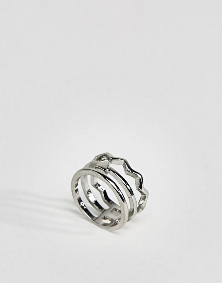 Asos Triple Row Zig Zag Ring - Silver