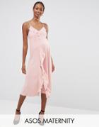 Asos Maternity Wedding Cami Frill Midi Dress - Pink