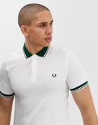 Fred Perry Contrast Rib Collar Polo In White - White