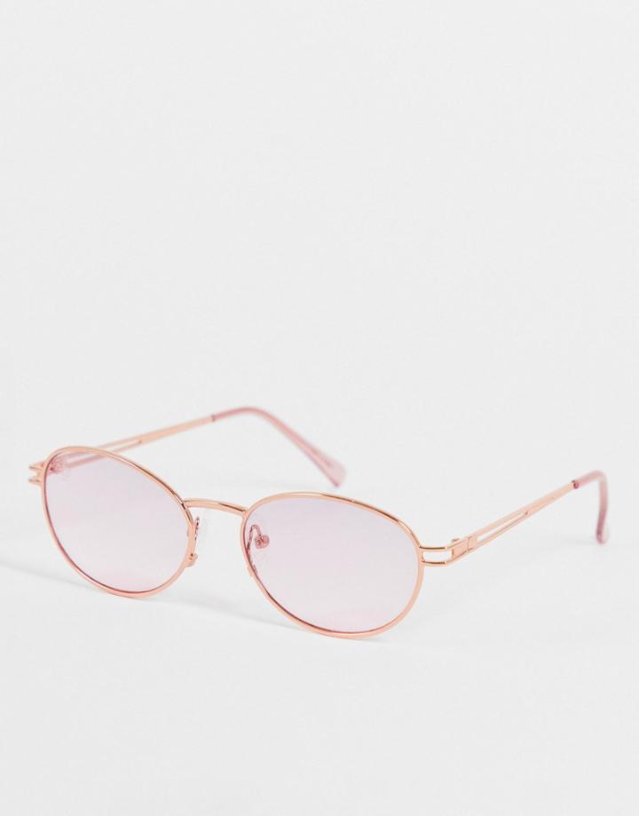 Jeepers Peepers Oval Frame Sunglasses In Pink