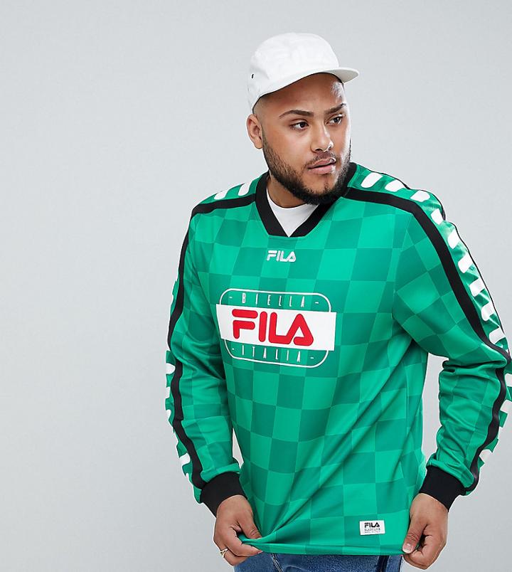 Fila Plus Retro Goalie Long Sleeve T-shirt In Green - Green
