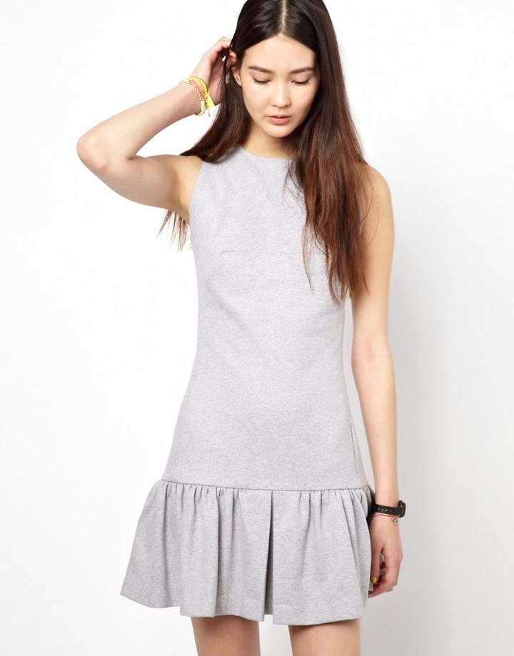 Mother Of Pearl Krista Frill Dress In Gray Marl