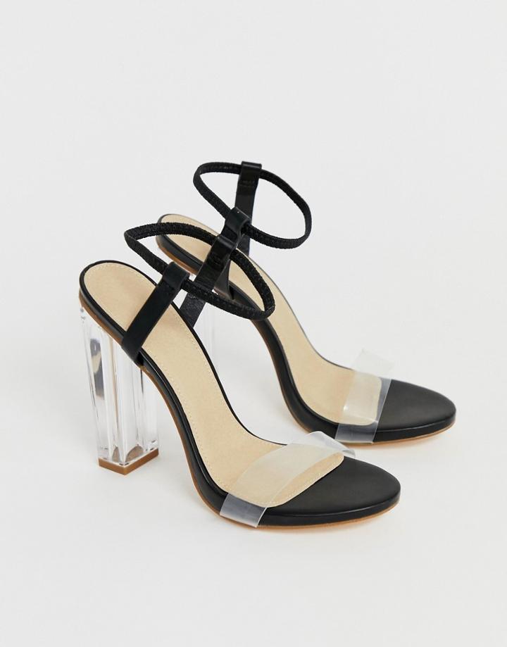 Truffle Collection Clear Heeled Sandals - Black