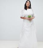 Asos Edition Curve Floral Applique Wedding Dress - Cream