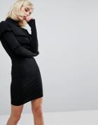Fashion Union Bodycon Mini Dress With Frill Details - Black
