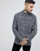 Process Black Wool Blend Cable Turtleneck Knit Sweater - Navy