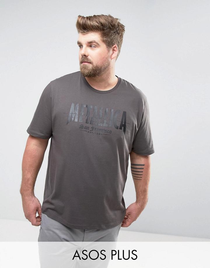 Asos Plus Metallica Relaxed Band T-shirt With Matte Print - Black