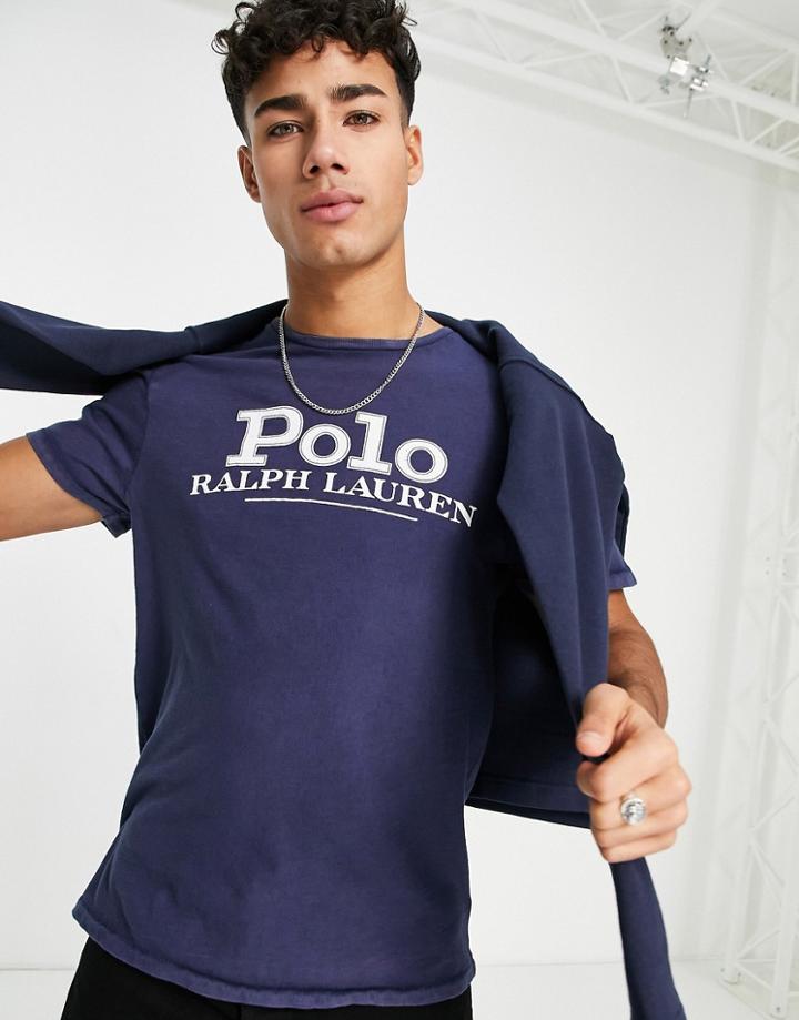 Polo Ralph Lauren Retro Front Logo T-shirt In Navy