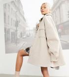 Collusion Faux-wool Coach Jacket In Oatmeal-brown