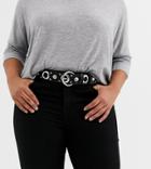 Asos Design Curve Multi Eyelet And Stud Jeans Belt In Black