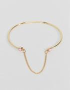 Asos Faux Opal Stone Linked Chain Cuff Bracelet - Gold