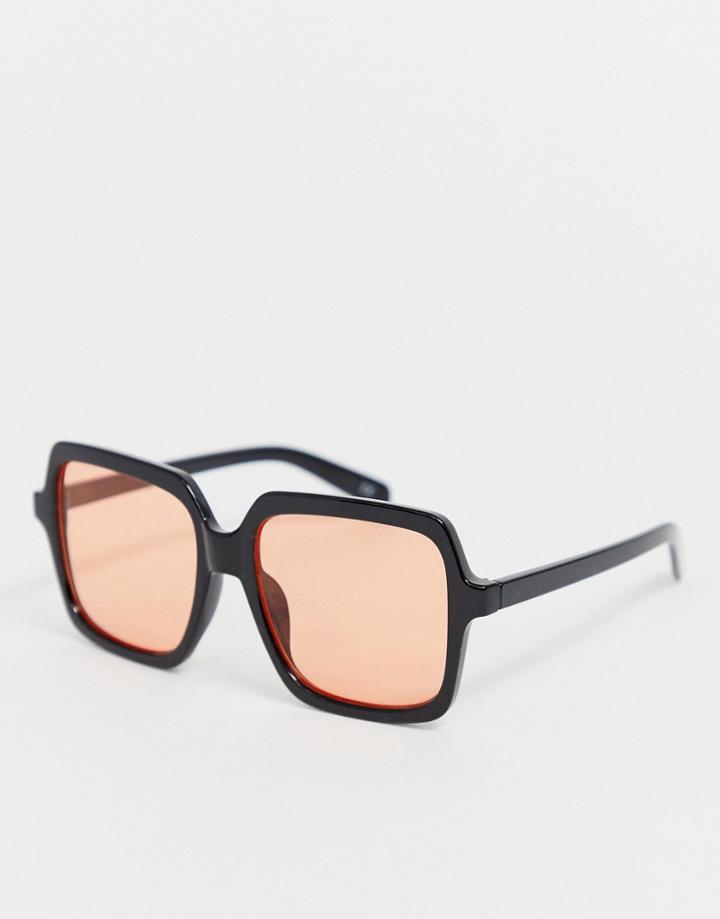 Asos Design 70's Square Oversized Frame Fashion Glasses - Blue