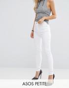 Asos Petite Ridley Full Length High Waist Skinny Jeans In White - White