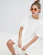 Pull & Bear Organic Cotton T-shirt Dress In White - Cream