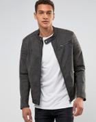 Esprit Faux Leather Biker Jacket - Gray