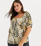 Simply Be Sweetheart Neckline Blouse In Animal Print-multi