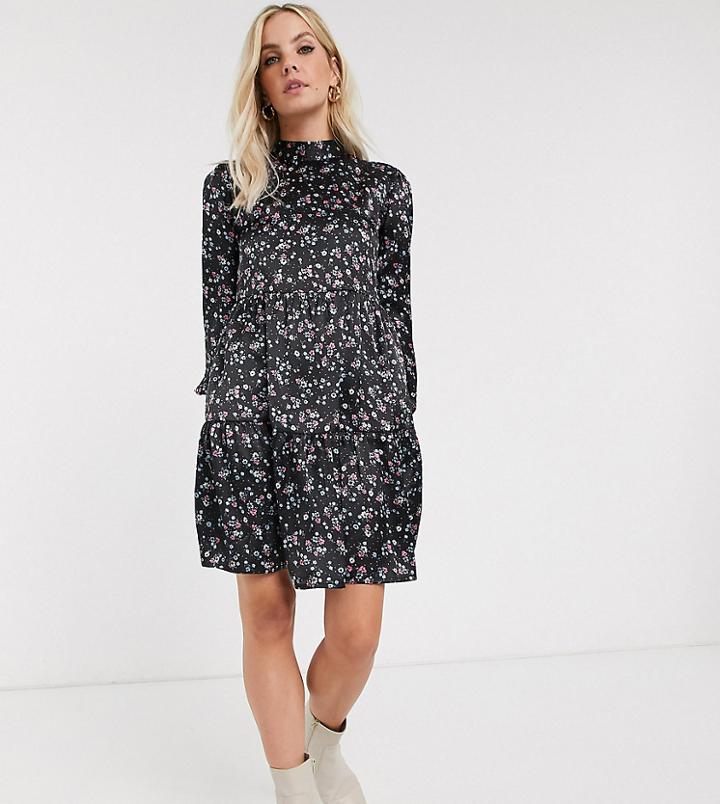 Vila Petite Highneck Ditsy Mini Dress-multi