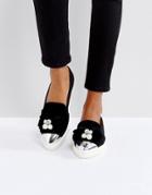 Miss Kg Lottie Velvet Pearl Detail Sneakers - Black