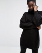 Monki Oversized Turtleneck Knit Sweater - Black