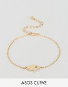 Asos Curve Stone Detail Hamsa Hand Charm Bracelet - Gold