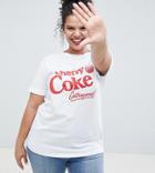 Asos Design Curve T-shirt With Cherry Coke Print In White - White